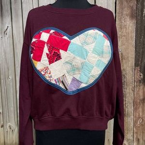 Vintage Patchwork Quilt Heart Sweatshirt